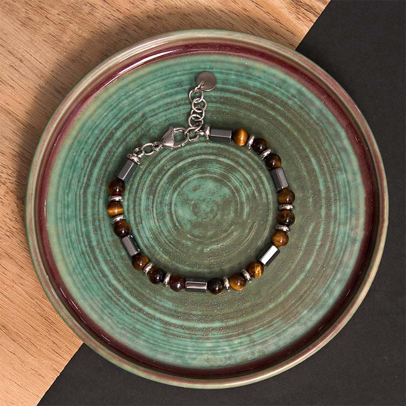 KarmaRipple's Tiger Eye Hematite Strength Buckle Chain Bracelet p6