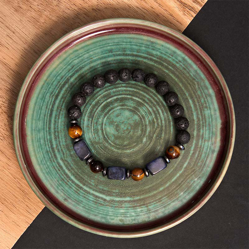 KarmaRipple's Various Crystals Lava Rock Calm Bracelet p43