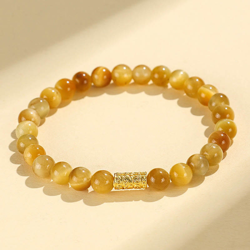 KarmaRipple's Tiger Eye Fu Character Bamboo Koi Fish Lotus Om Mani Padme Hum Protection Bracelet p4