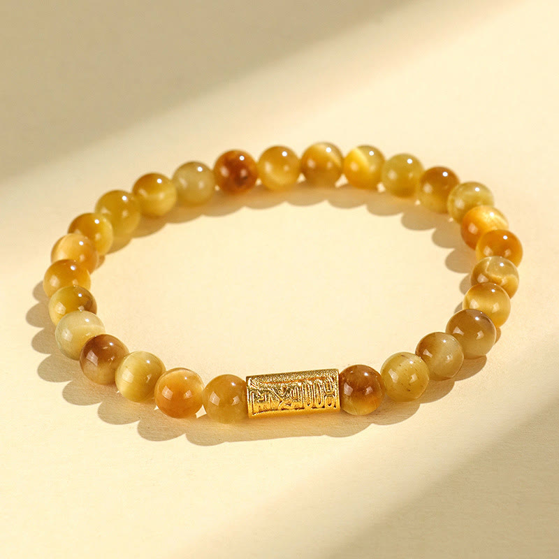 KarmaRipple's Tiger Eye Fu Character Bamboo Koi Fish Lotus Om Mani Padme Hum Protection Bracelet p5