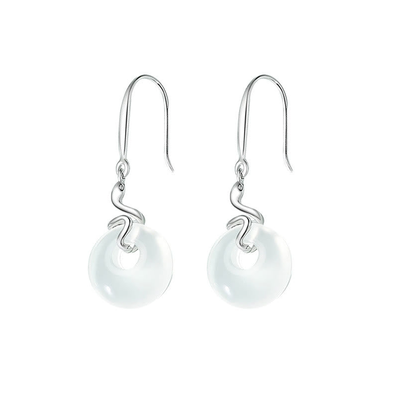 KarmaRipple's 925 Sterling Silver Chalcedony Peace Buckle Year Of The Snake Balance Earrings p3