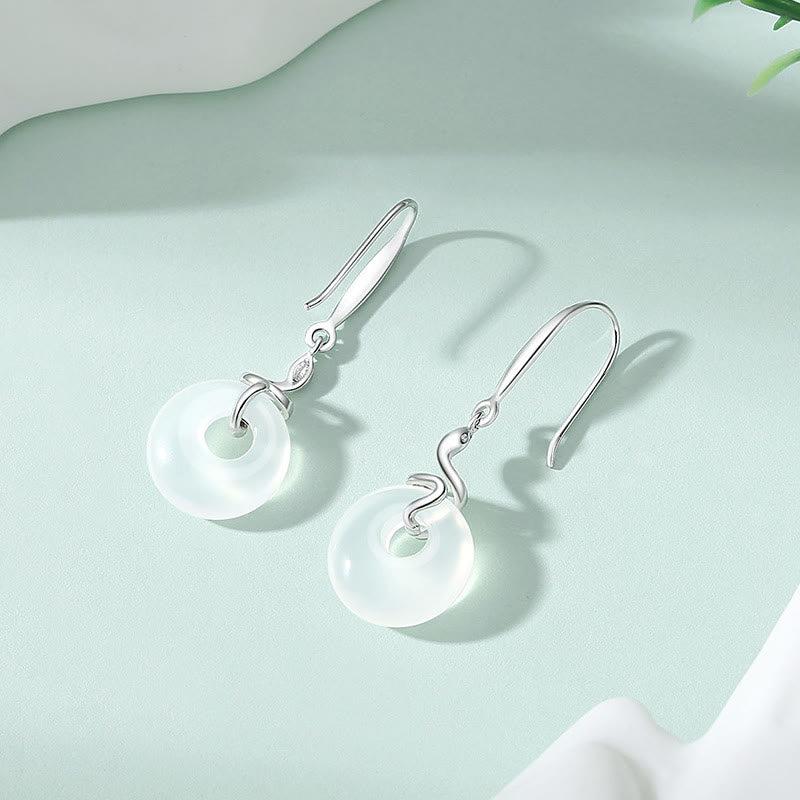 KarmaRipple's 925 Sterling Silver Chalcedony Peace Buckle Year Of The Snake Balance Earrings p2