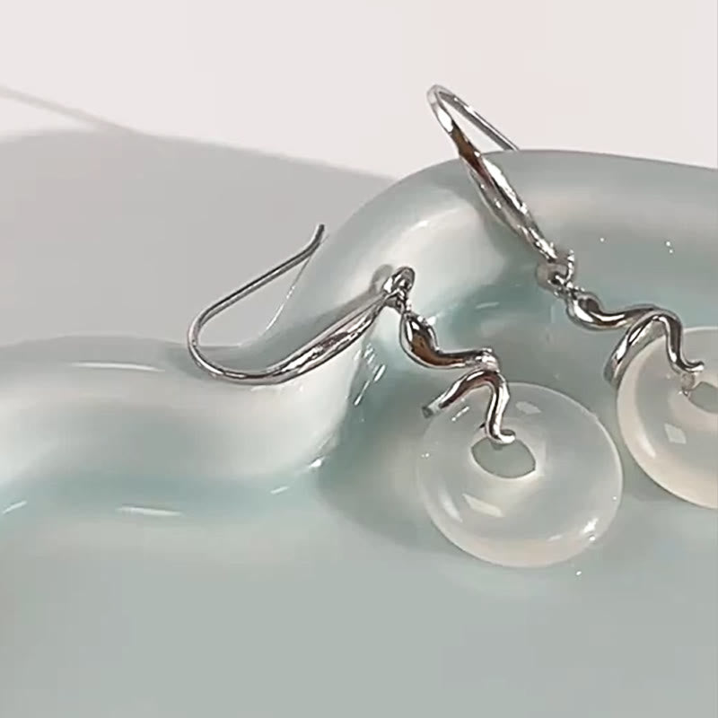 KarmaRipple's 925 Sterling Silver Chalcedony Peace Buckle Year Of The Snake Balance Earrings p4