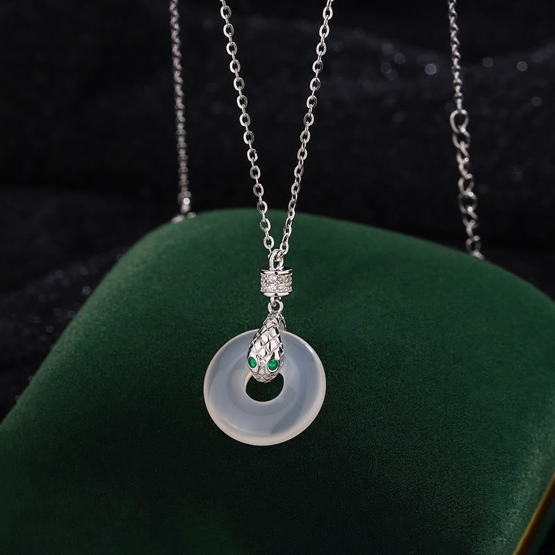 KarmaRipple's 999 Sterling Silver Chalcedony Peace Buckle Year Of The Snake Balancing Pendant Necklace p14