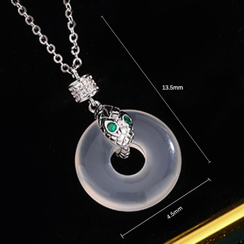KarmaRipple's 999 Sterling Silver Chalcedony Peace Buckle Year Of The Snake Balancing Pendant Necklace p6