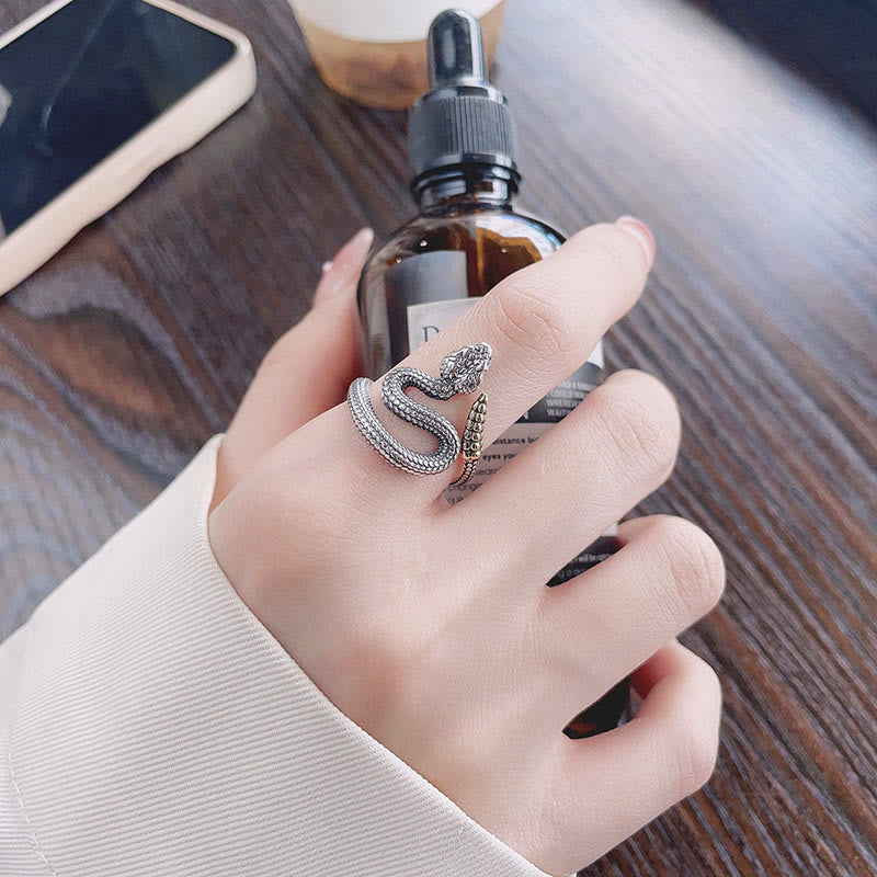 KarmaRipple's 925 Sterling Silver Year Of The Snake Calm Balance Adjustable Ring p9