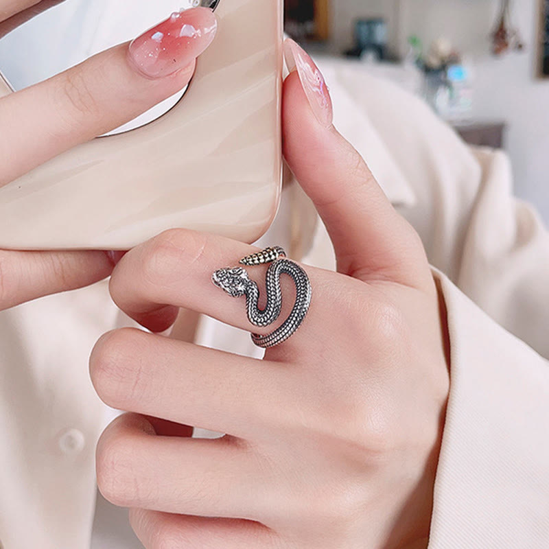 KarmaRipple's 925 Sterling Silver Year Of The Snake Calm Balance Adjustable Ring p8