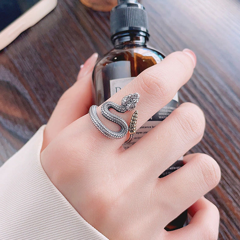 KarmaRipple's 925 Sterling Silver Year Of The Snake Calm Balance Adjustable Ring p10