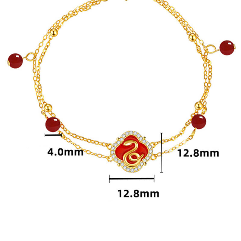 KarmaRipple's 925 Sterling Silver Red Agate Year Of The Snake Fortune Bracelet p6