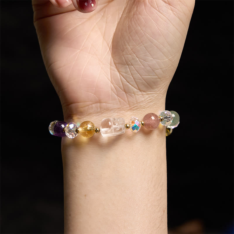 KarmaRipple's PiXiu Ivory Gemstone Citrine Green Strawberry Quartz Amethyst Fortune Bracelet p5