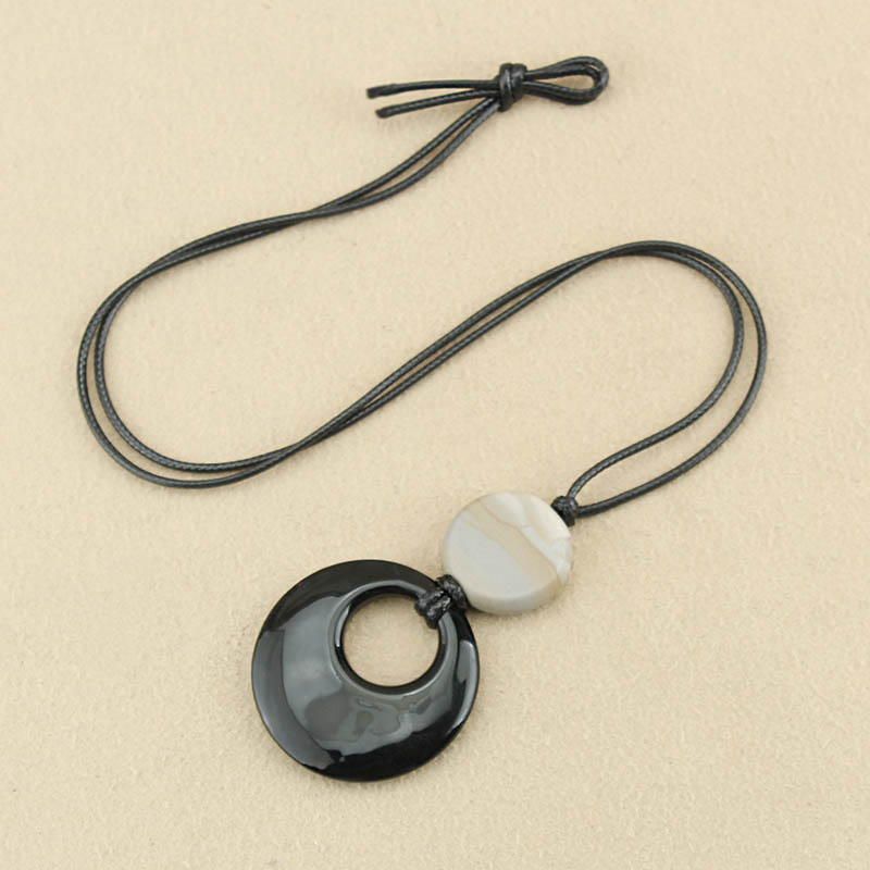 KarmaRipple's Black Obsidian Liuli Picture Stone Bronze Fulfilment Pendant Necklace p15