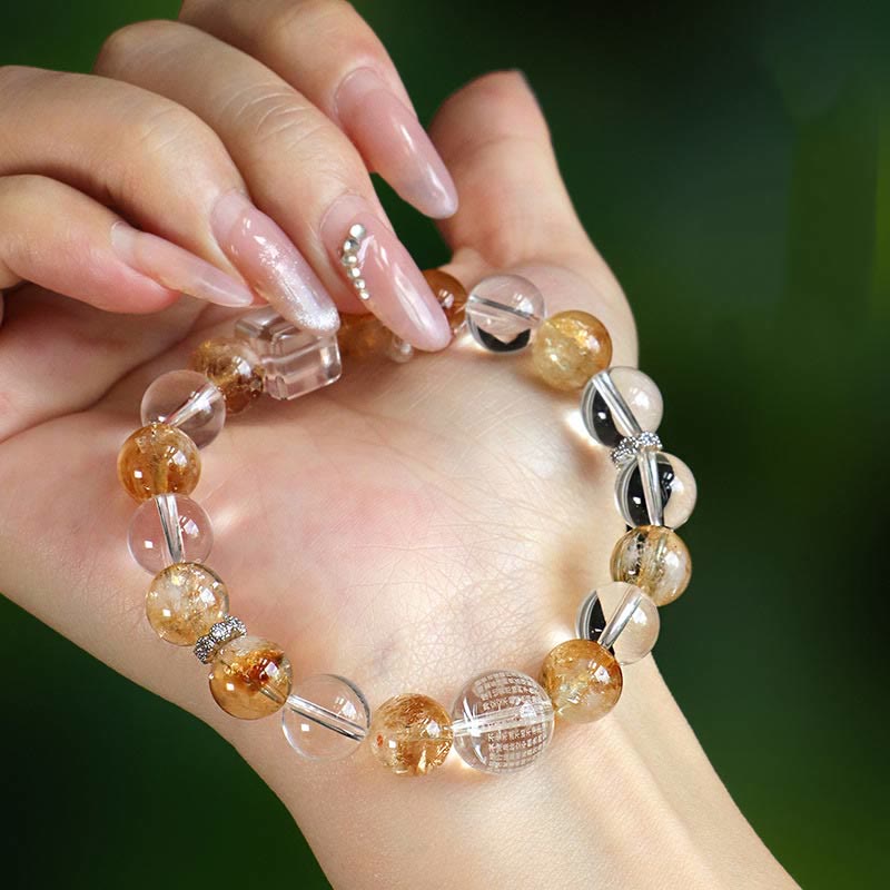 KarmaRipple's Authentic Citrine Pearl Topaz Ivory Gemstone Protection Bracelet p14