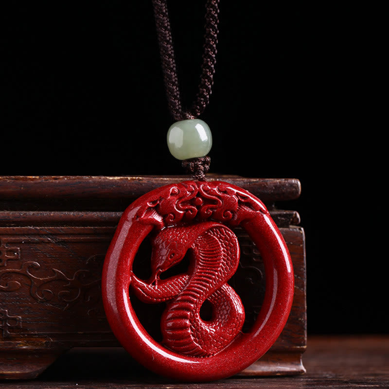 KarmaRipple's Chinese Zodiac Cinnabar Hetian Jade Peace Buckle Calm Pendant Necklace p37