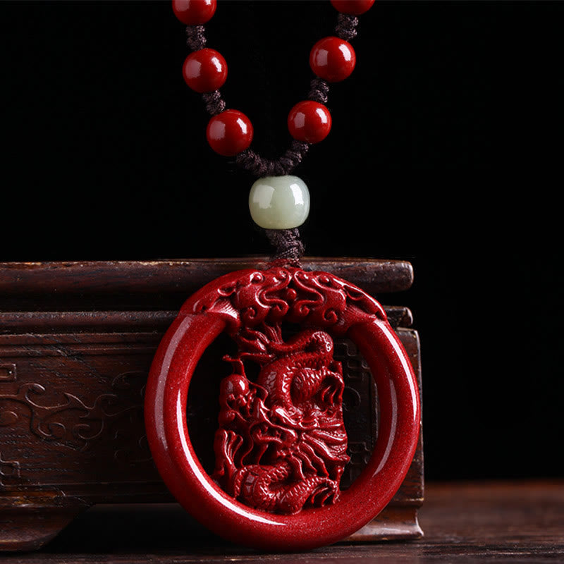 KarmaRipple's Chinese Zodiac Cinnabar Hetian Jade Peace Buckle Calm Pendant Necklace p12