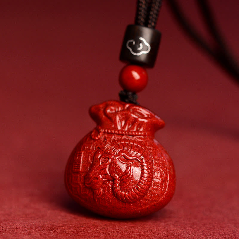 KarmaRipple's Chinese Zodiac Money Bag Shape Cinnabar Calm Pendant Necklace p29