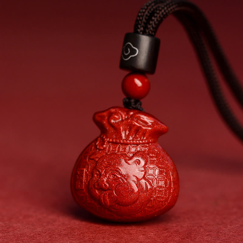 KarmaRipple's Chinese Zodiac Money Bag Shape Cinnabar Calm Pendant Necklace p12