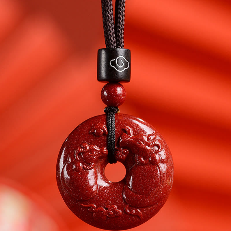 KarmaRipple's Chinese Zodiac Cinnabar Peace Buckle Calm Pendant Necklace p46