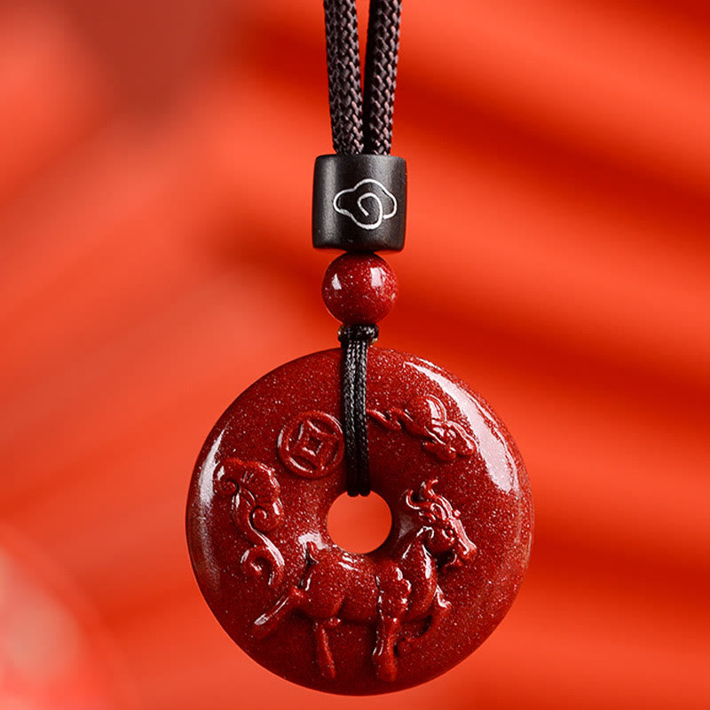 KarmaRipple's Chinese Zodiac Cinnabar Peace Buckle Calm Pendant Necklace p15