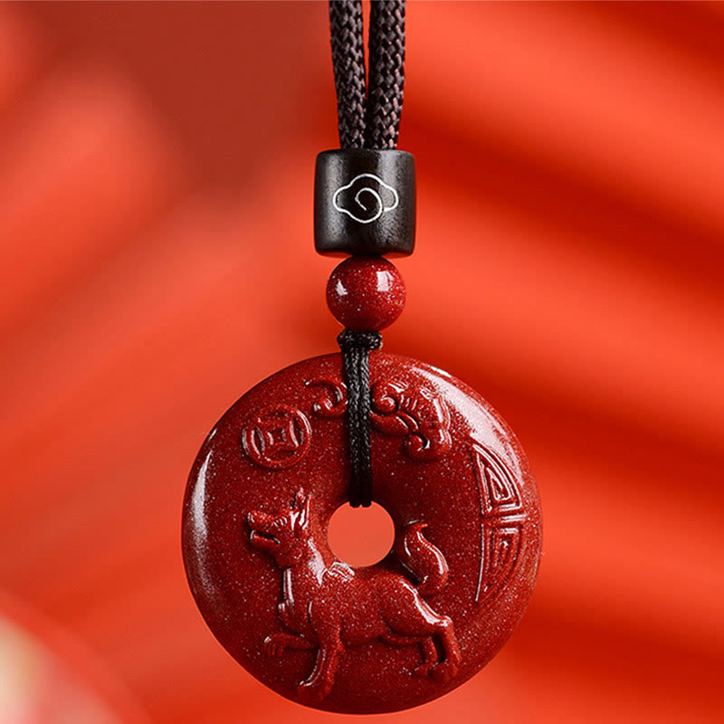 KarmaRipple's Chinese Zodiac Cinnabar Peace Buckle Calm Pendant Necklace p62