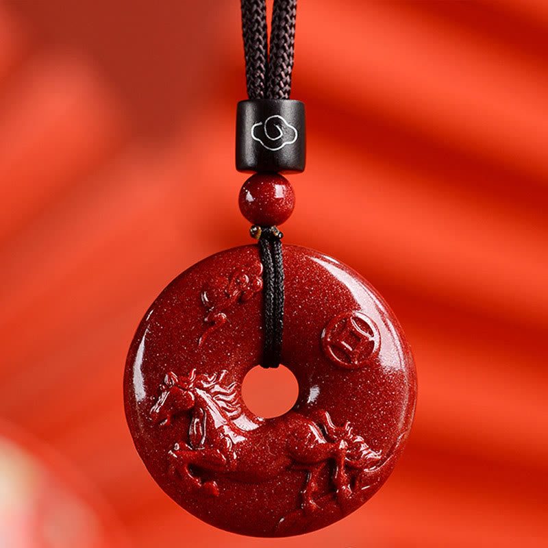 KarmaRipple's Chinese Zodiac Cinnabar Peace Buckle Calm Pendant Necklace p14