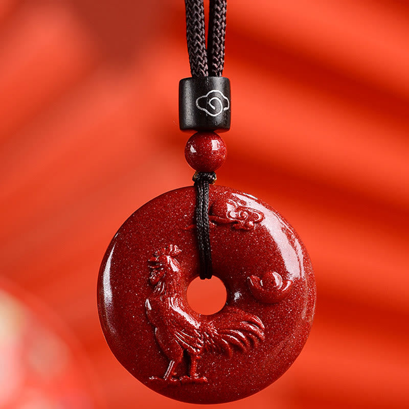 KarmaRipple's Chinese Zodiac Cinnabar Peace Buckle Calm Pendant Necklace p20