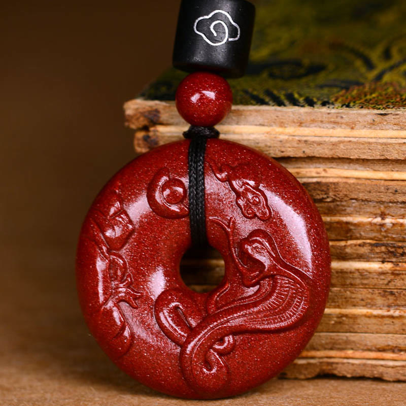 KarmaRipple's Chinese Zodiac Cinnabar Peace Buckle Calm Pendant Necklace p27