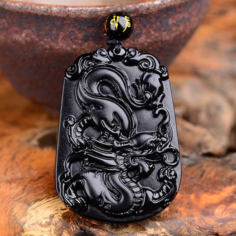 KarmaRipple's Chinese Zodiac Obsidian Purification Fulfilment Pendant Necklace p51