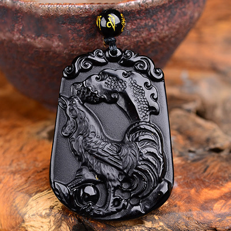 KarmaRipple's Chinese Zodiac Obsidian Purification Fulfilment Pendant Necklace p10