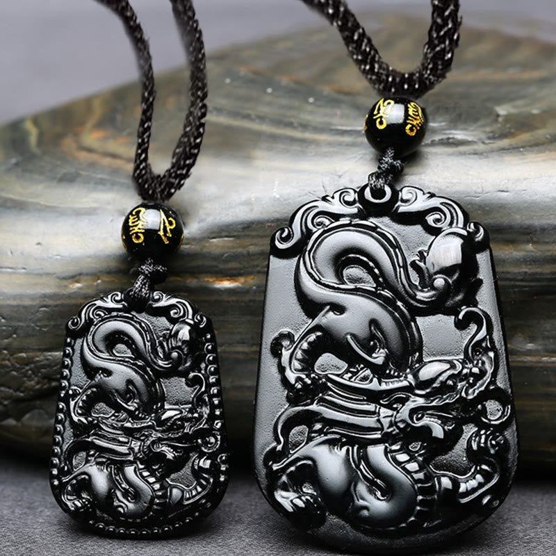 KarmaRipple's Chinese Zodiac Obsidian Purification Fulfilment Pendant Necklace p32