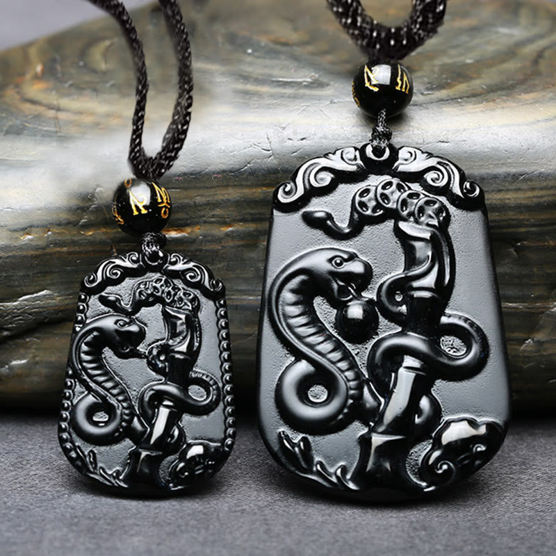 KarmaRipple's Chinese Zodiac Obsidian Purification Fulfilment Pendant Necklace p26