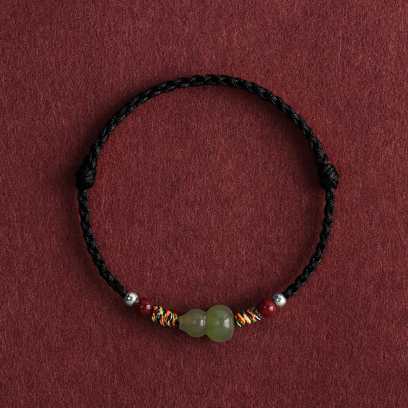 KarmaRipple's Authentic Hetian Jade Gourd Protection Fortune Woven Bracelet Anklet p24
