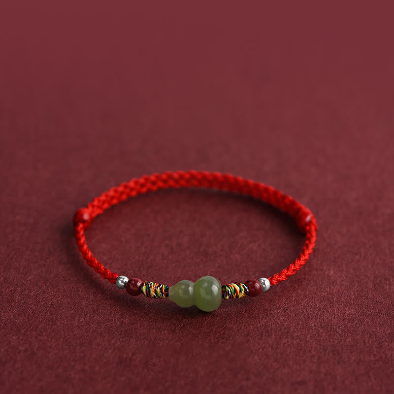 KarmaRipple's Authentic Hetian Jade Gourd Protection Fortune Woven Bracelet Anklet p13