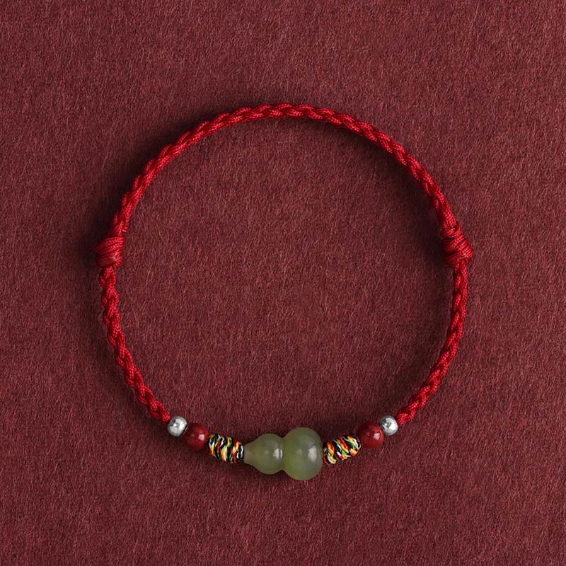 KarmaRipple's Authentic Hetian Jade Gourd Protection Fortune Woven Bracelet Anklet p18