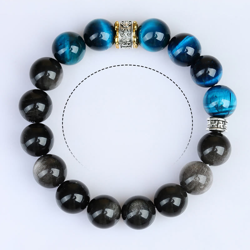 KarmaRipple's Blue Tiger Eye Silver Sheen Obsidian Strength Bracelet p10