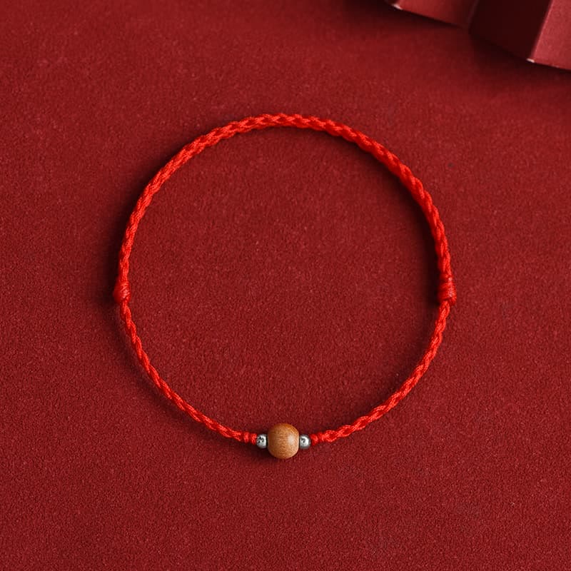 KarmaRipple's Authentic Peach Wood Bead Fortune Woven Bracelet Anklet p27