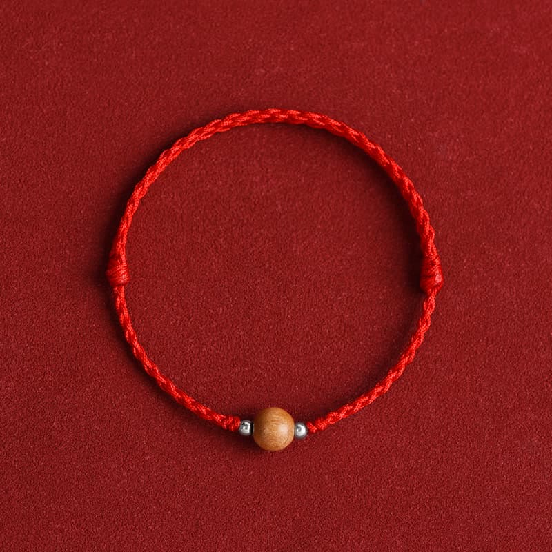 KarmaRipple's Authentic Peach Wood Bead Fortune Woven Bracelet Anklet p5
