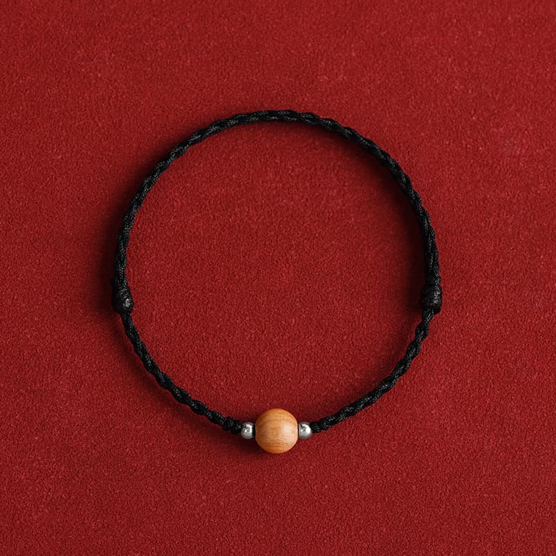 KarmaRipple's Authentic Peach Wood Bead Fortune Woven Bracelet Anklet p35