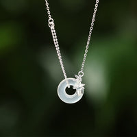 KarmaRipple's 925 Sterling Silver Tulip Chalcedony Peace Buckle Fortune Pendant Necklace