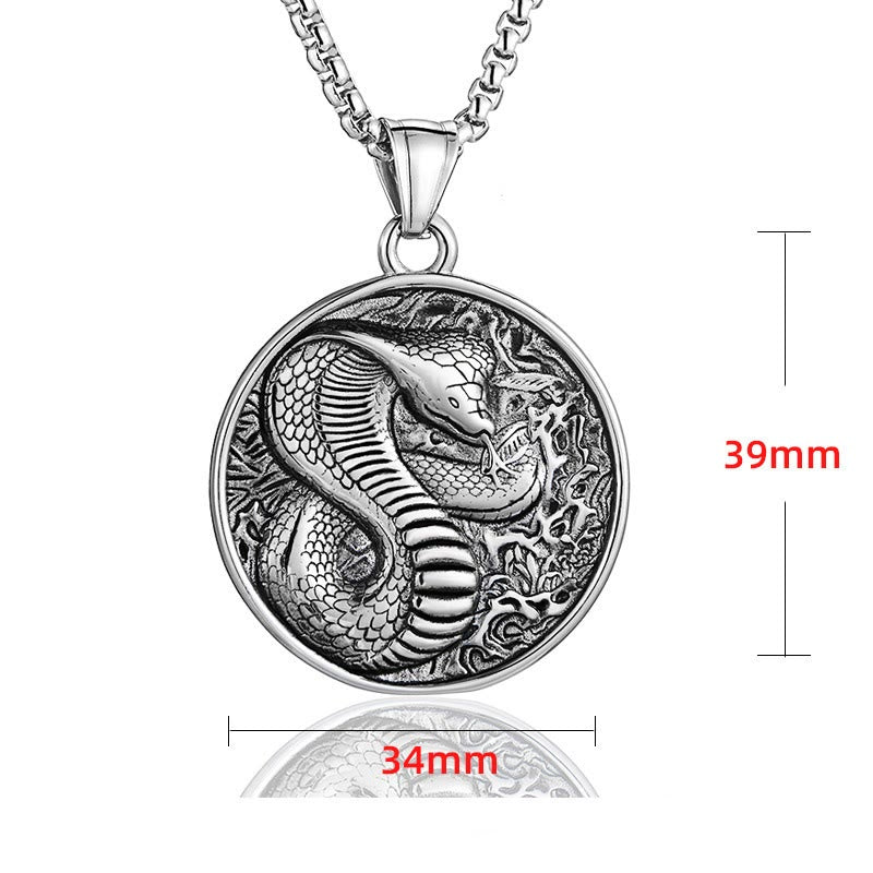KarmaRipple's Titanium Steel Year Of The Snake Balance Pendant Necklace p7