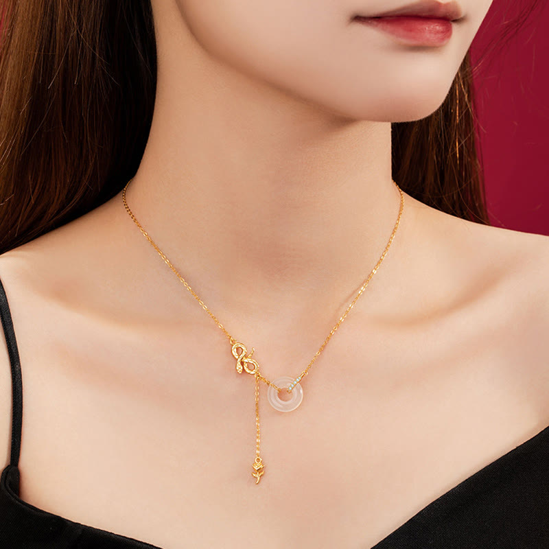 KarmaRipple's Chalcedony 925 Sterling Silver Year of the Snake Rose Balance Pendant Necklace p9