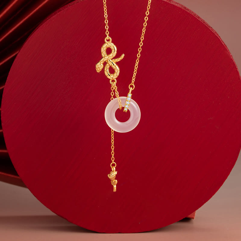 KarmaRipple's Chalcedony 925 Sterling Silver Year of the Snake Rose Balance Pendant Necklace p15