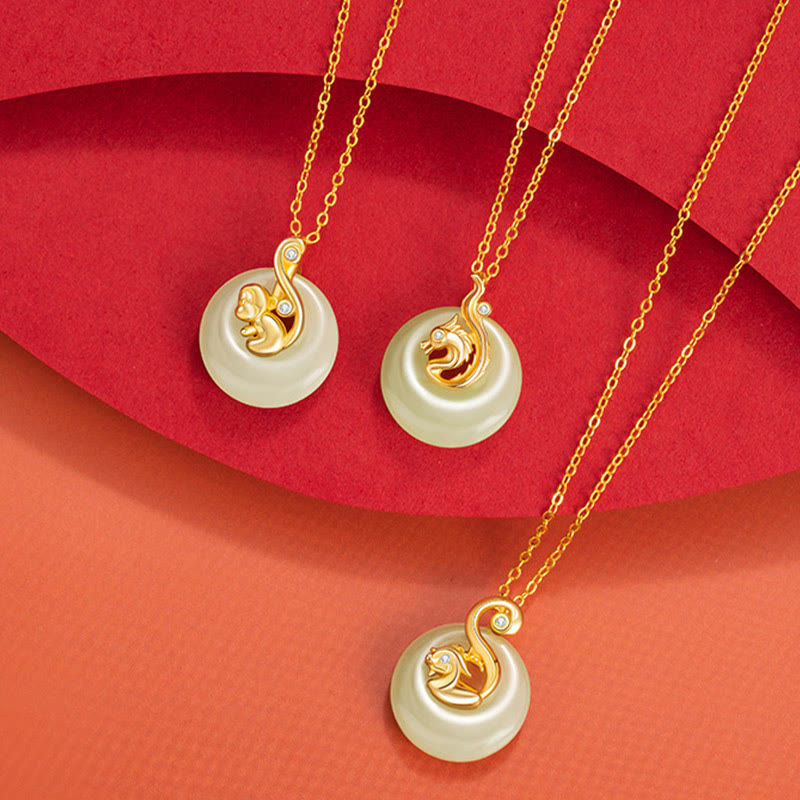 KarmaRipple's Chinese Zodiac Hetian Jade 925 Sterling Silver Abundance Pendant Necklace p15