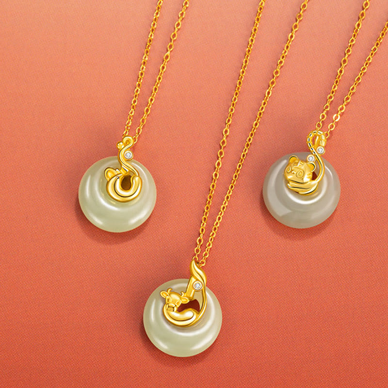 KarmaRipple's Chinese Zodiac Hetian Jade 925 Sterling Silver Abundance Pendant Necklace p31