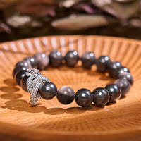 KarmaRipple's Silver Sheen Obsidian Dragon Protection Bracelet