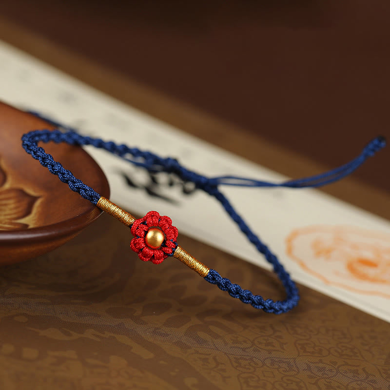 KarmaRipple's 999 Gold Mini Bead Handmade Flower Design Fortune Protection?Rope Bracelet p20
