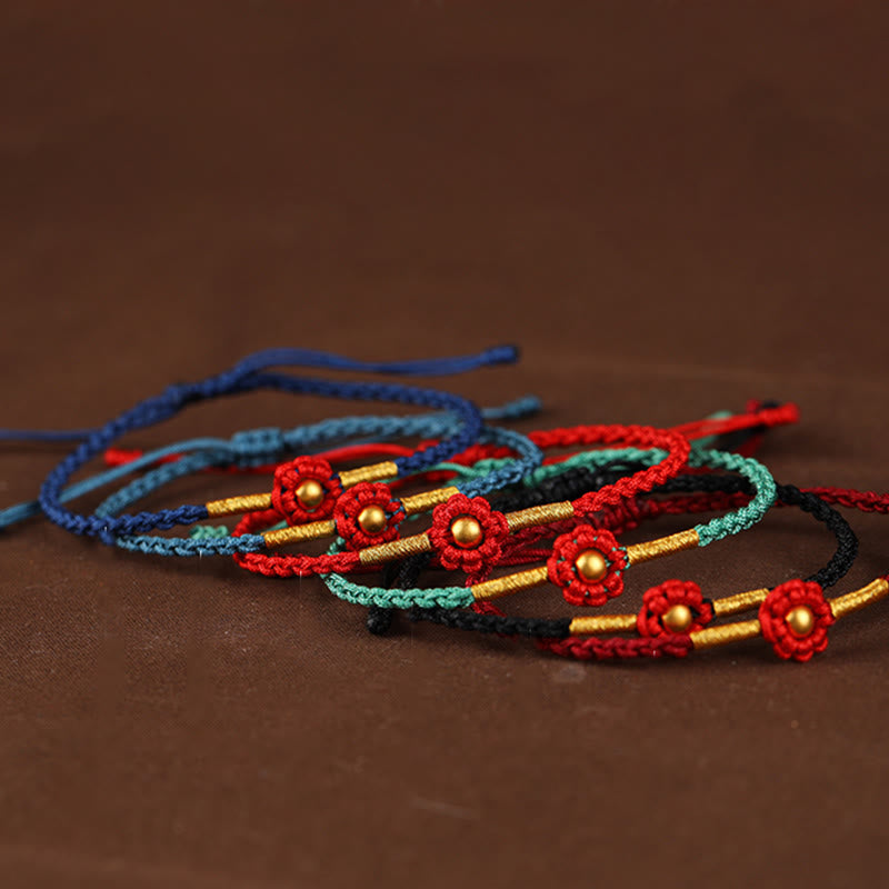 KarmaRipple's 999 Gold Mini Bead Handmade Flower Design Fortune Protection?Rope Bracelet p7