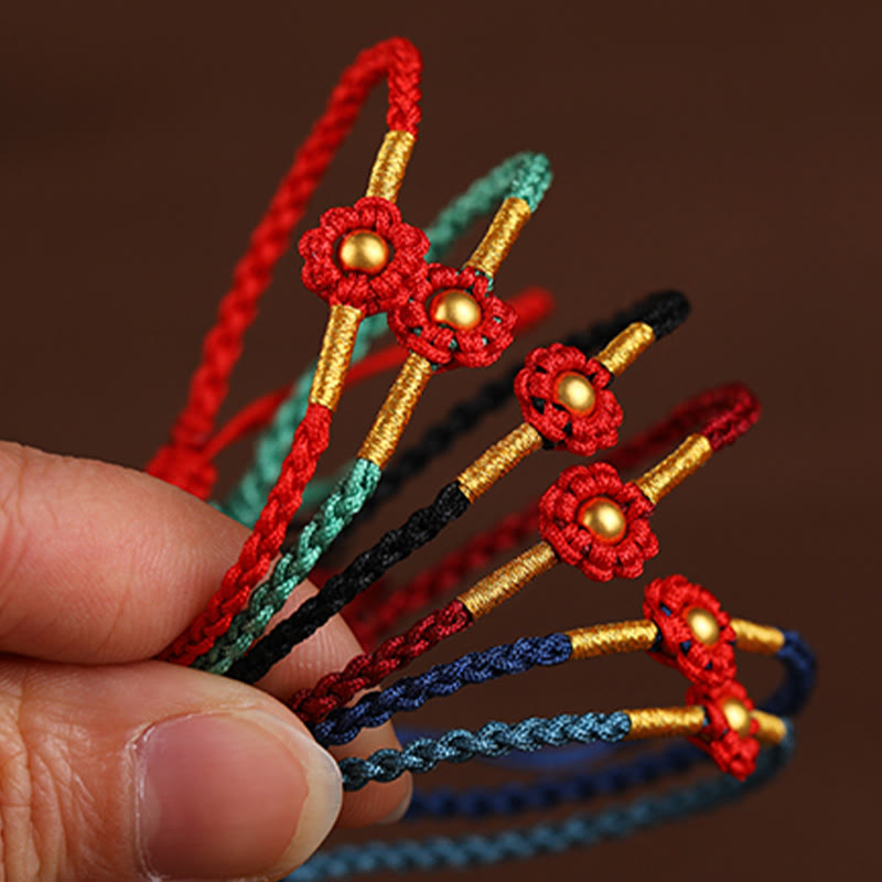 KarmaRipple's 999 Gold Mini Bead Handmade Flower Design Fortune Protection?Rope Bracelet p8