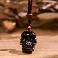 KarmaRipple's Black Obsidian String Skeleton Fulfilment Pendant Necklace