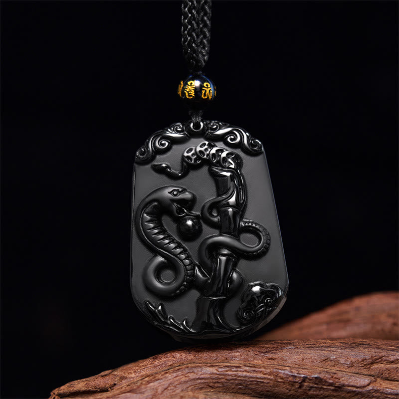 KarmaRipple's Chinese Zodiac Obsidian Purification Fulfilment Pendant Necklace p14