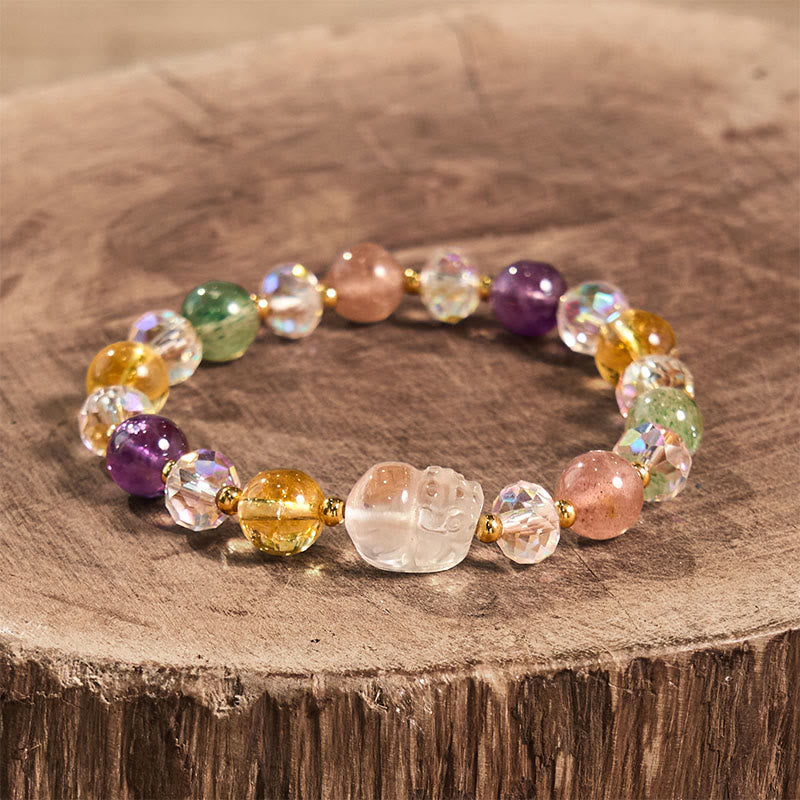 KarmaRipple's PiXiu Ivory Gemstone Citrine Green Strawberry Quartz Amethyst Fortune Bracelet p7
